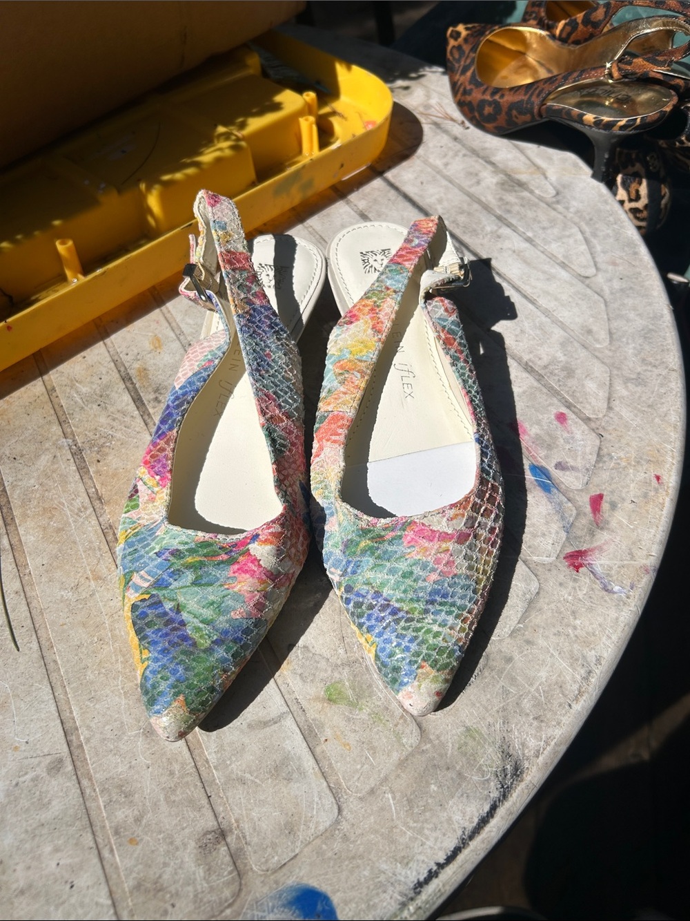 Floral Multicolor Slingback Pointed Flats
